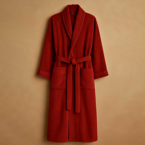 Burgundy robe on a beige background