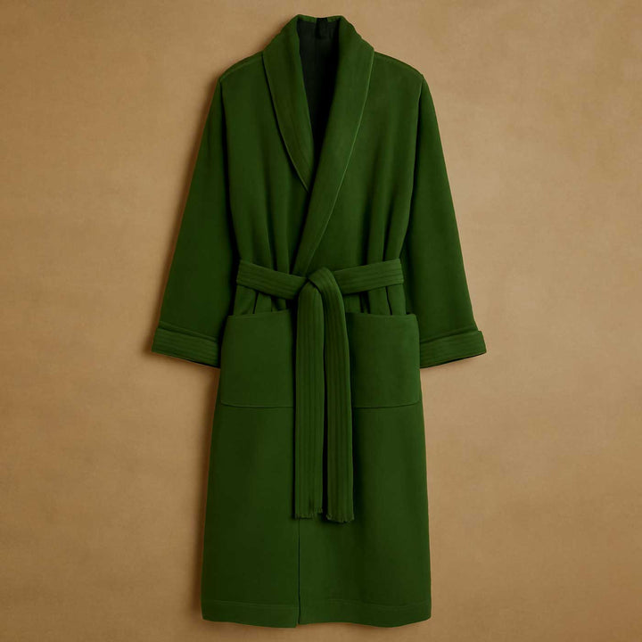 Green robe on a beige background