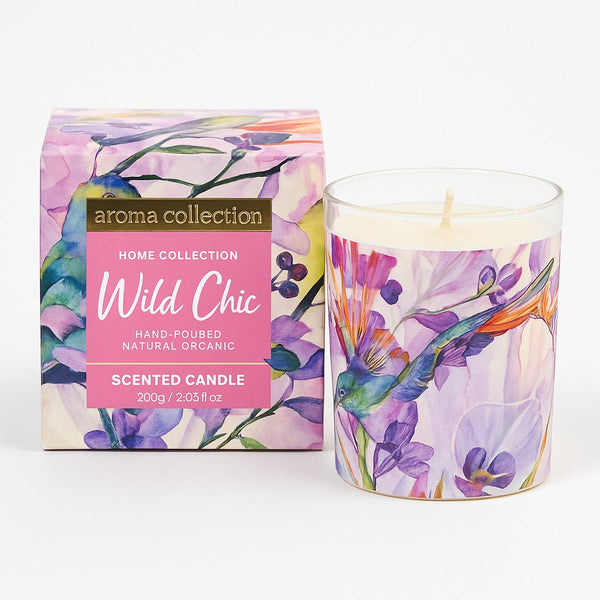 Aroma Collection Wild Chic scented candle with packaging on a white background