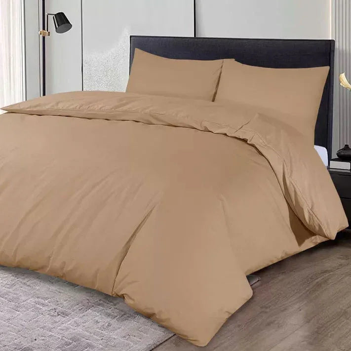 Beige cotton duvet cover set for spring and summer – breathable soft neutral tone in a clean design available in single, double, and king sizes
