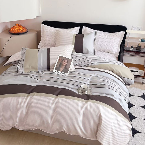 Spring/Summer 100% cotton Duvet Cover Set - Modera Stripe