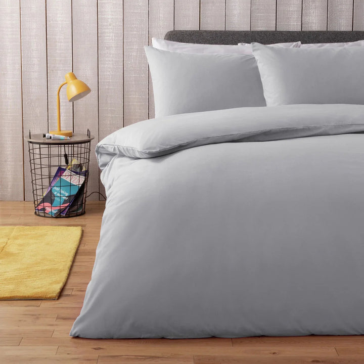 Light gray cotton duvet cover set for spring and summer – soft neutral style with minimalist appeal available in all sizes