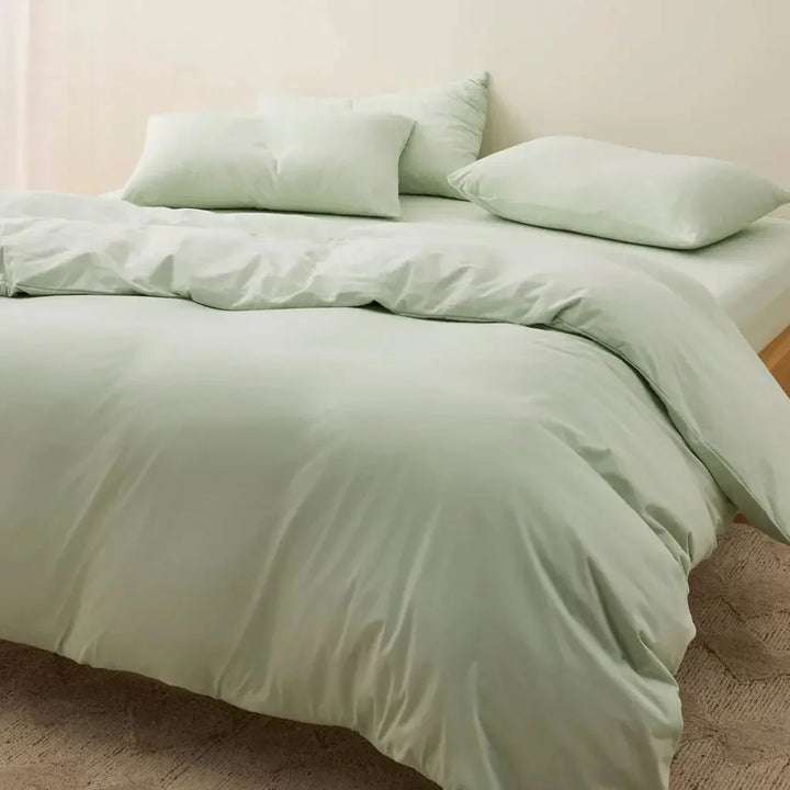 Mint cotton duvet cover set for spring and summer – breathable fabric with a fresh light green tone and clean look in all standard sizes