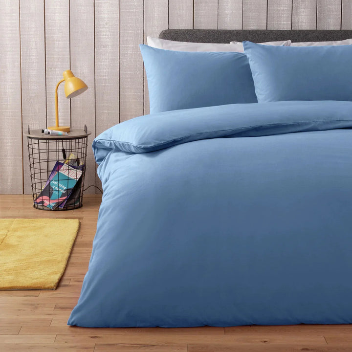 Zephyr blue cotton duvet cover set for spring and summer – airy blue tone in a minimalist plain style available in all sizes